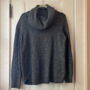 Tahari dark charcoal gray marled cowl neck sweater. L
